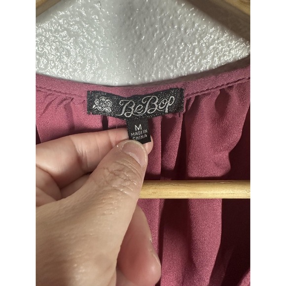 BeBop Dress Womens Medium Mauve Pink Ruffle V Neck Sleeveless Elastic Waist - Picture 3 of 7